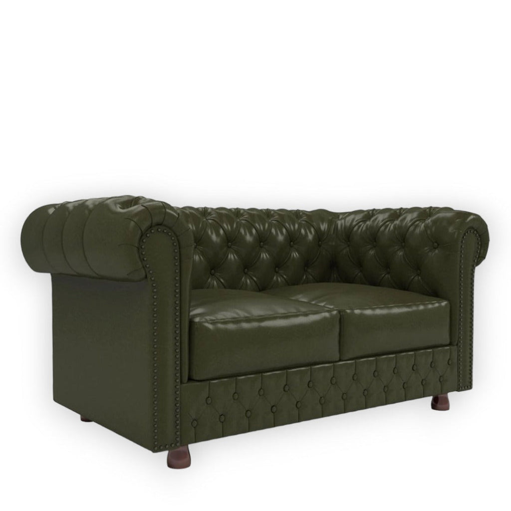 Nismaaya Base Traditional Chesterfield 2 Seater Sofas Bottle Green