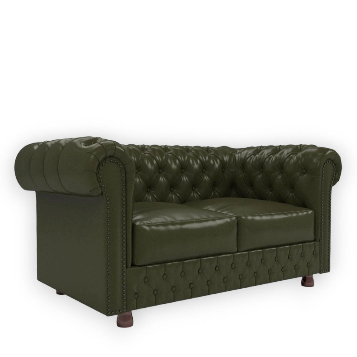 Nismaaya Base Traditional Chesterfield 2 Seater Sofas Bottle Green