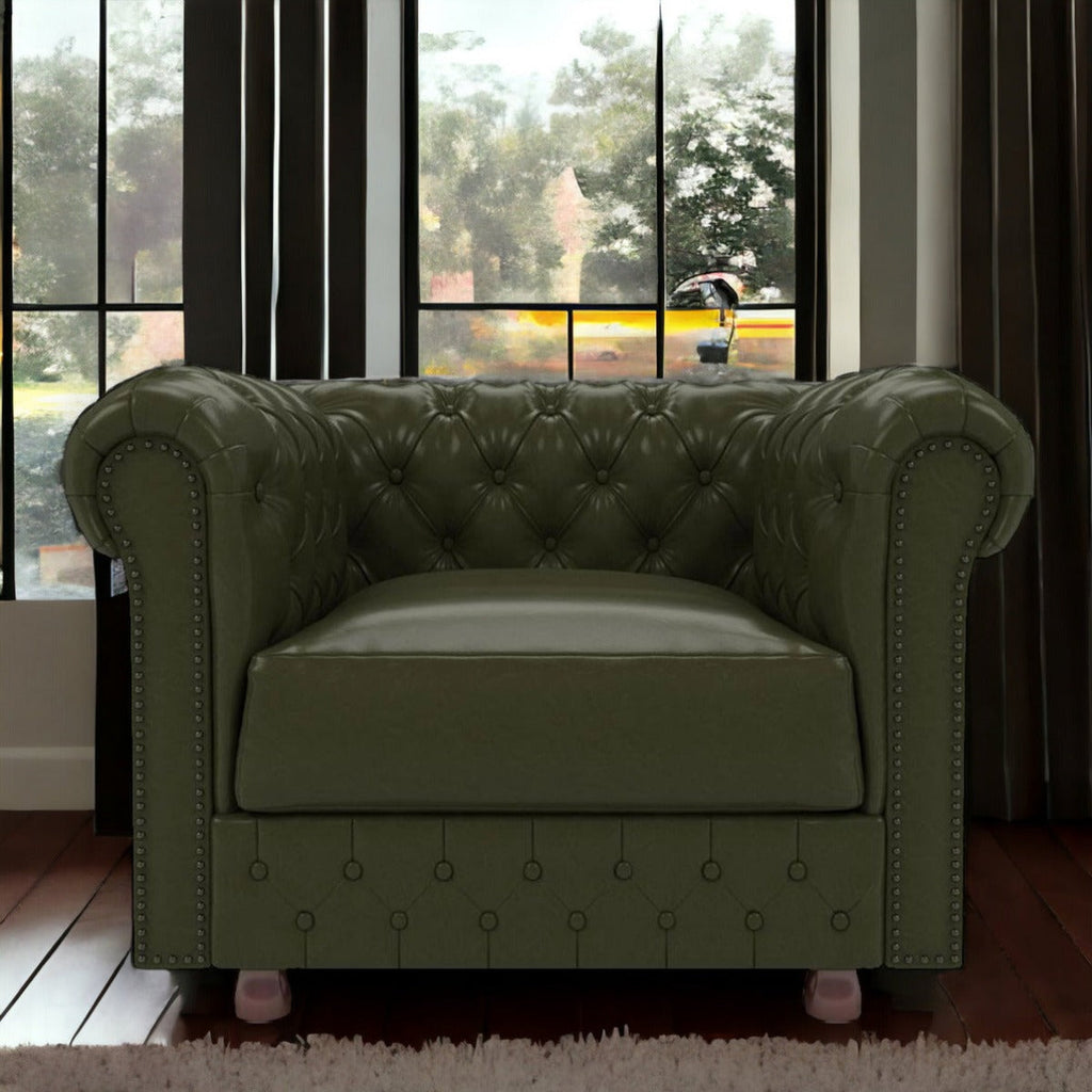 Nismaaya Base Traditional Chesterfield 1 Seater Sofas Bottle Green