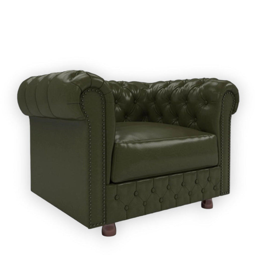Nismaaya Base Traditional Chesterfield 1 Seater Sofas Bottle Green