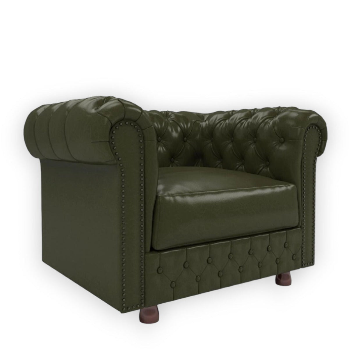 Nismaaya Base Traditional Chesterfield 1 Seater Sofas Bottle Green
