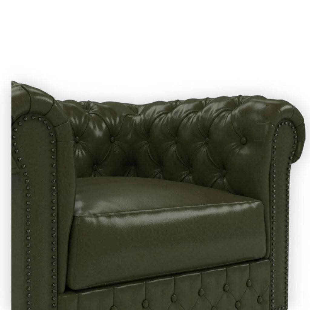 Nismaaya Base Traditional Chesterfield 1 Seater Sofas Bottle Green