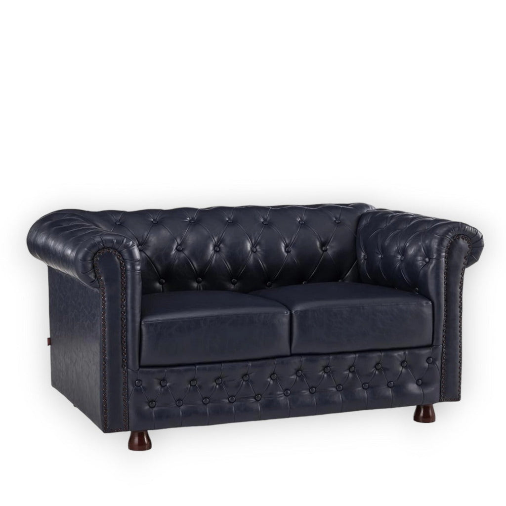 Basile Traditional Chesterfield 2 Seater Sofa Indigo Blue