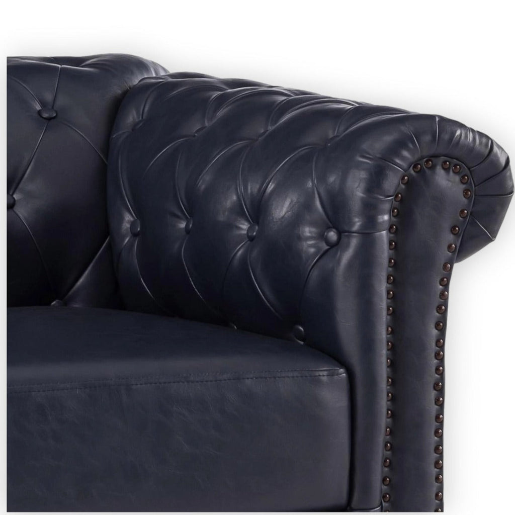 Basile Traditional Chesterfield 2 Seater Sofa Indigo Blue