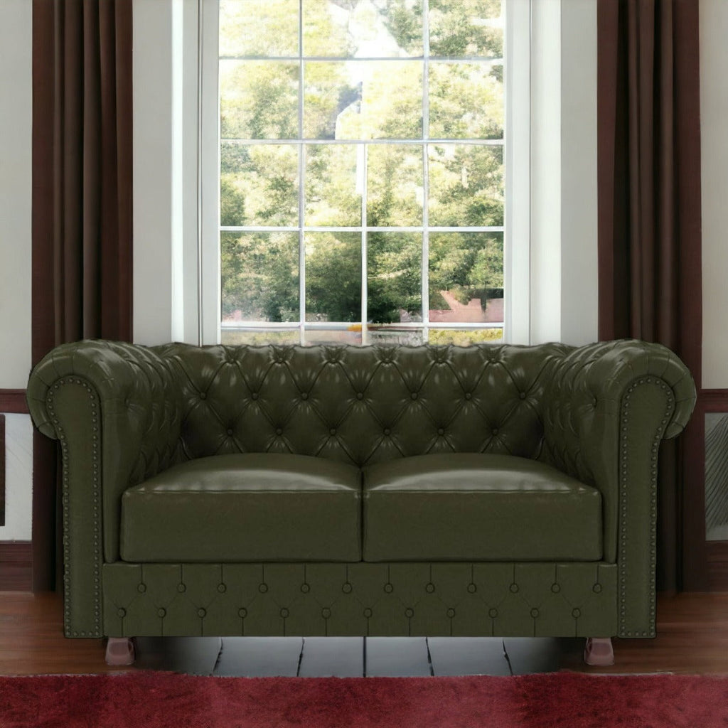 Nismaaya Base Traditional Chesterfield 2 Seater Sofas Bottle Green
