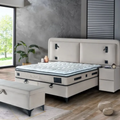 Lit Coffre Velours avec LED, Applique Murale et Prises USB
