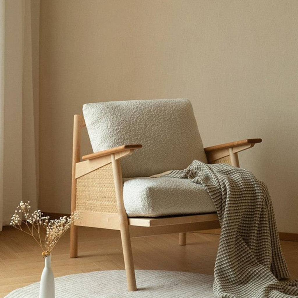 Zoe Solid Ash Wood & Rattan Arm Chair